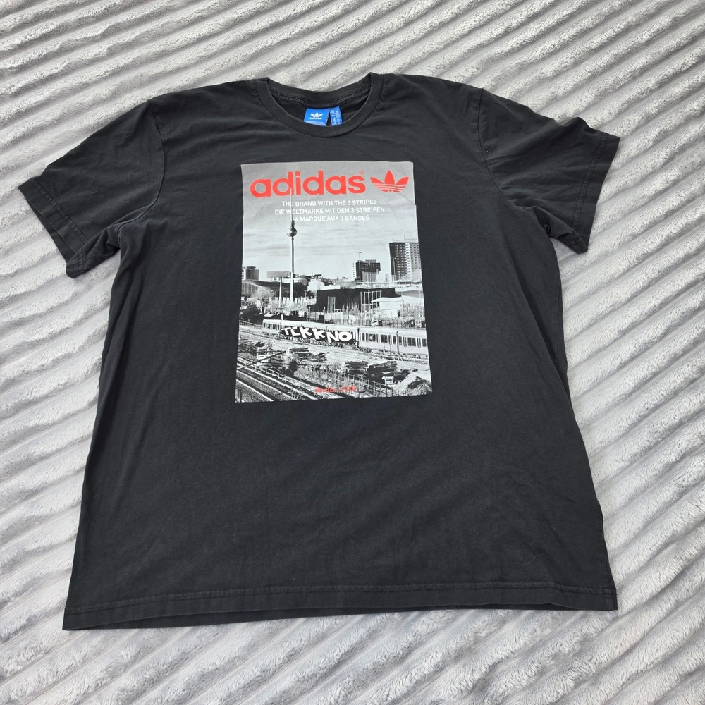 Adidas Originals Berlin Germany Tekkno Graphic T-Shirt Black Mens 2XL